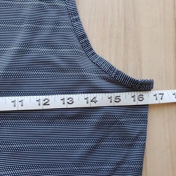 Athleta Max Out Blue Striped Tank Top Low Back Side Tie Sleeveless Tee Womens XS - Picture 11 of 12